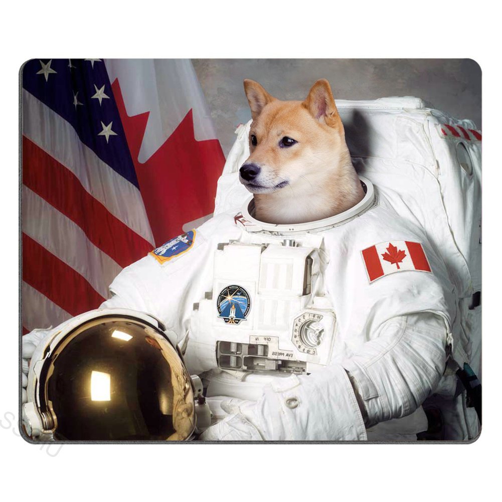 Funny Doge Astronaut Computer Mouse Pad - Non-Slip Gaming & Office Desk Mat for Work, PC, Laptop - Perfect for Gamers, Programmers & Office Use