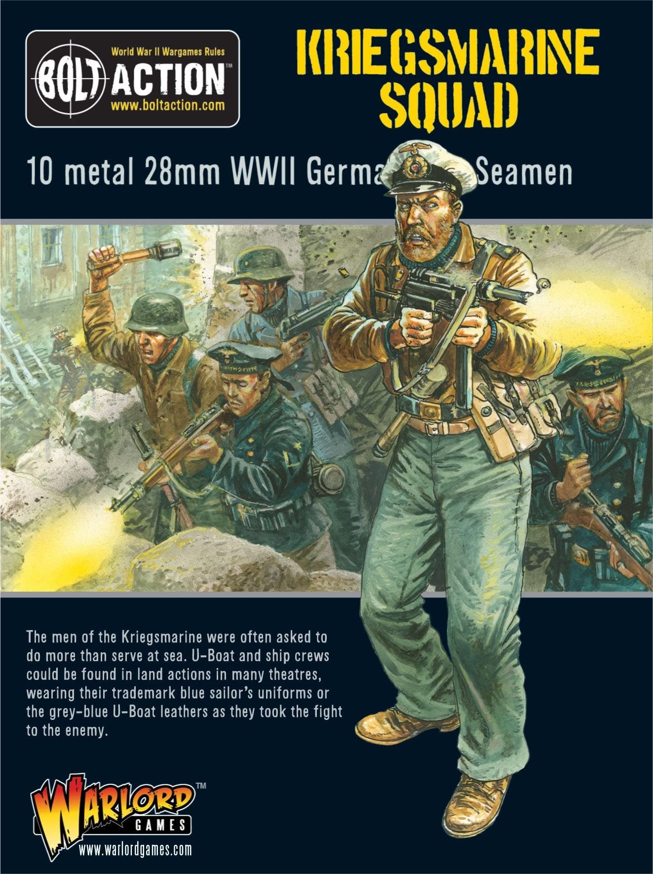 Warlord Games Kriegsmarine Squad - 28mm Bolt Action Wargaming Miniatures for WWII Naval Battles | Tabletop Strategy Game Mini Figures for War Gaming Enthusiasts
