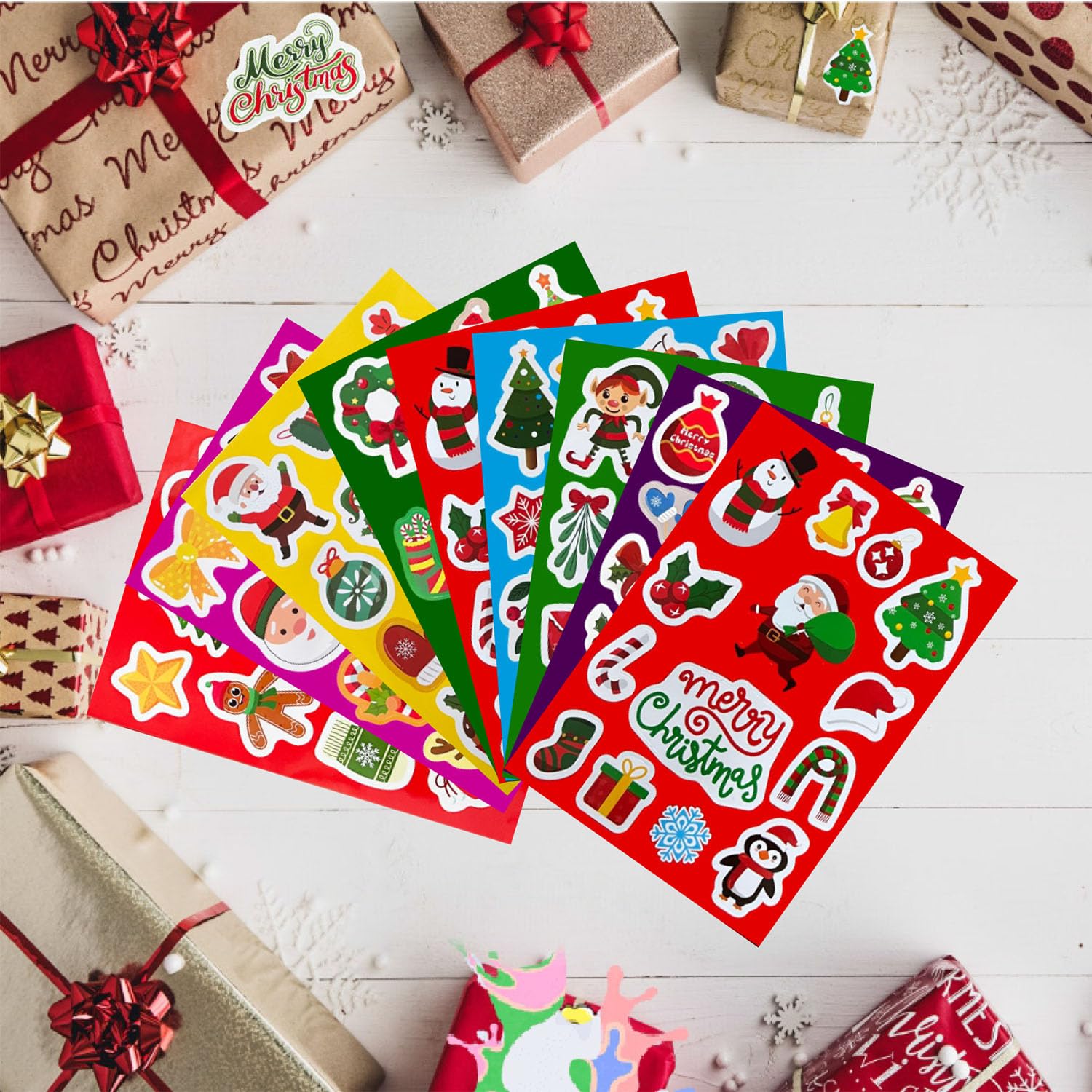 113 PCS Christmas Stickers for Kids - Bulk Holiday Stickers, Adhesive Xmas Decals, Cute Santa & Snowman Stickers - Perfect for DIY Gifts, Scrapbooking & Christmas Tree Decorations