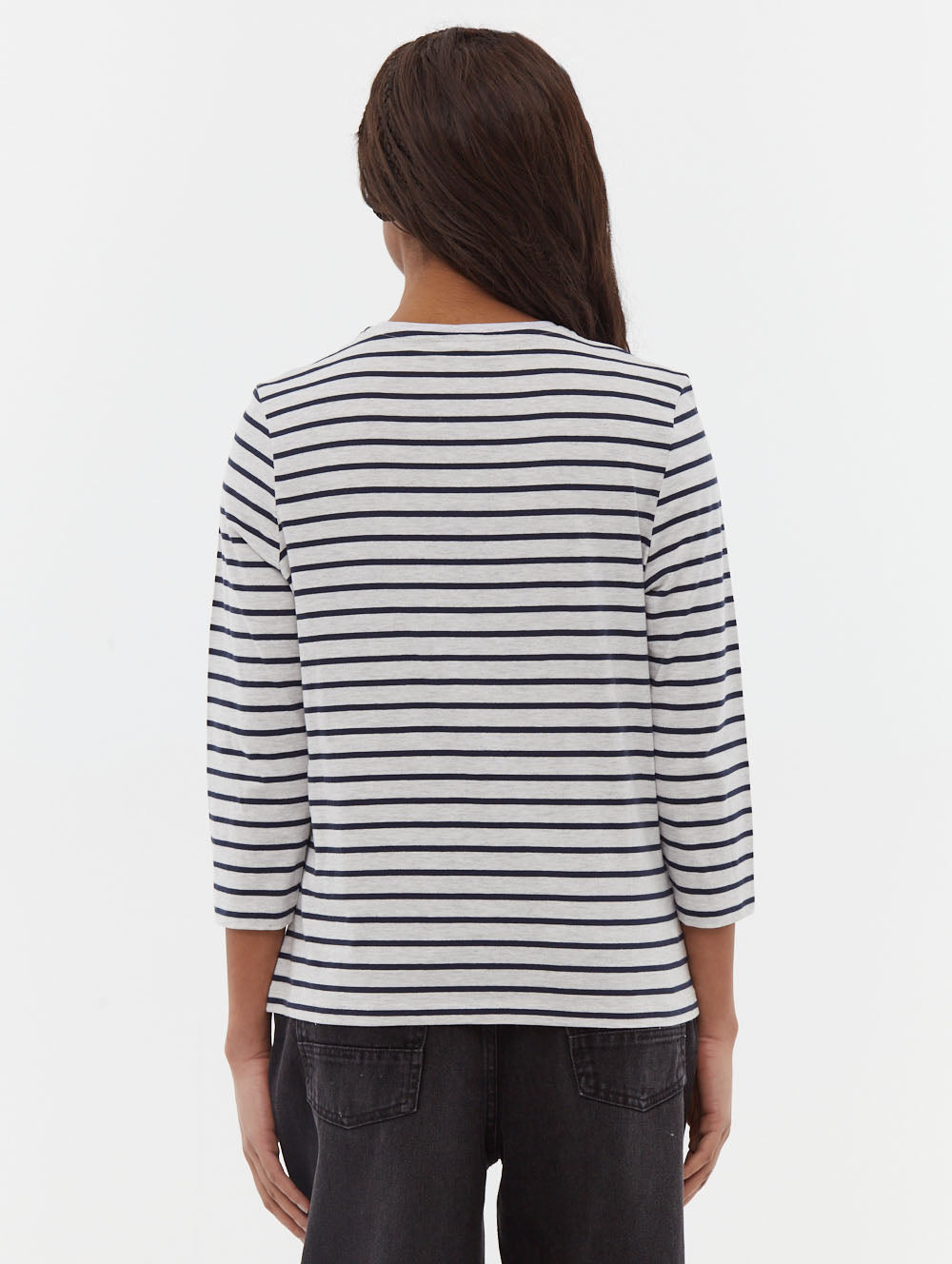 Lesedi 3/4 Sleeve Striped T-Shirt for Women - Casual Comfort Fit Cotton Top for Everyday Wear, Outings & Layering