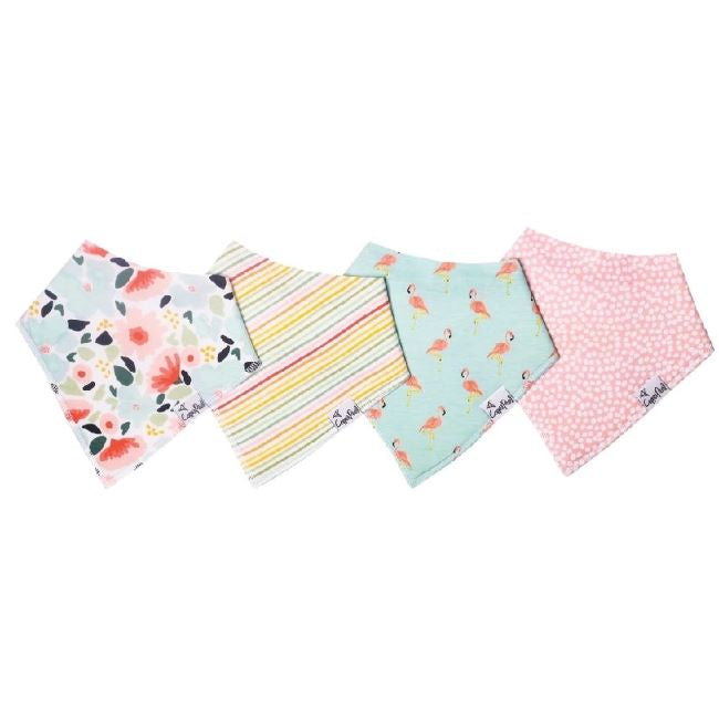 Copper Pearl Baby Bandana Bibs 4-Pack - Soft & Absorbent Drool Bibs for Infants & Toddlers - Leilani Print - Perfect for Feeding, Teething & Everyday Use