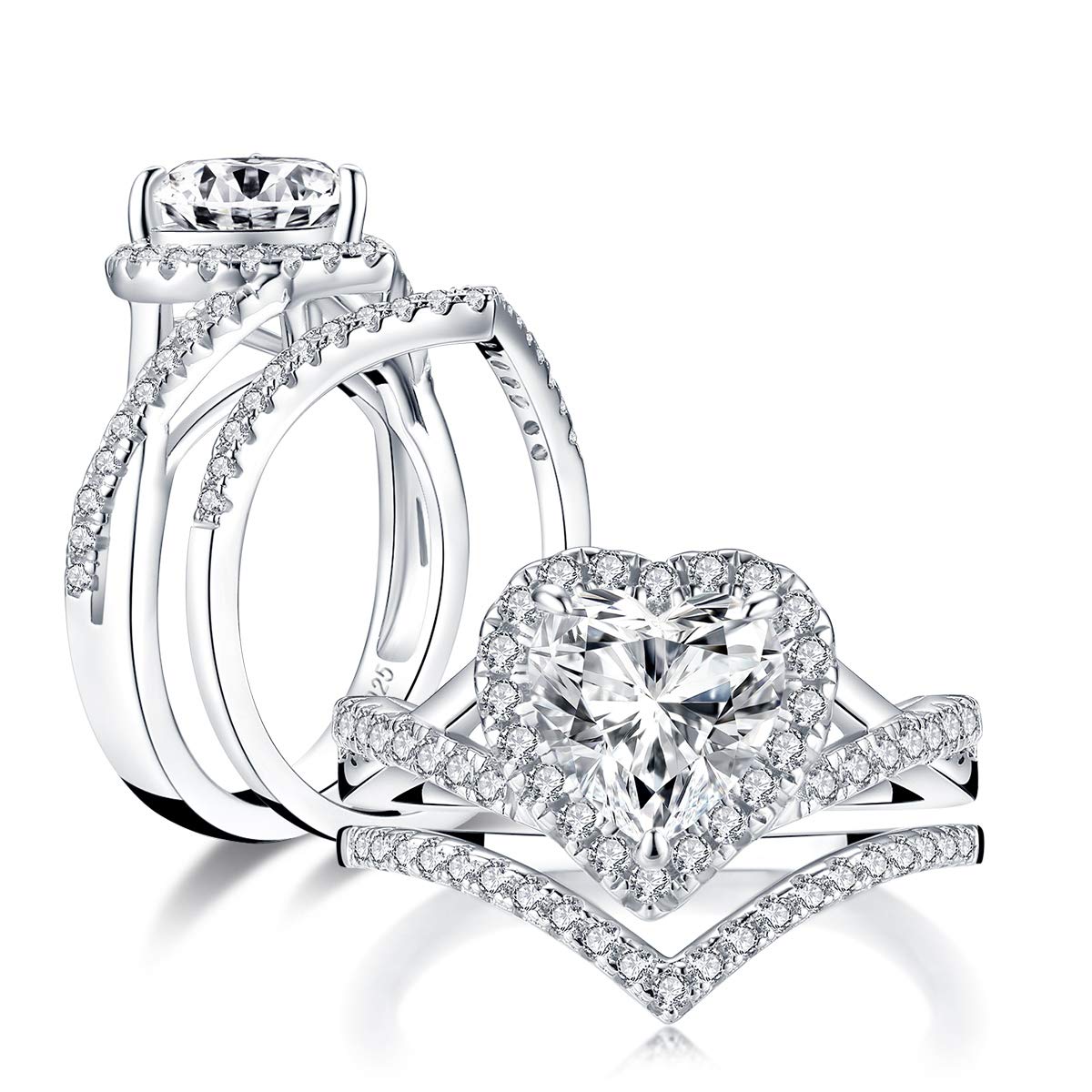 2 Carat Cubic Zirconia CZ Sterling Silver Engagement Ring for Women - Solitaire Wedding Band, Anniversary Jewelry Gift - Perfect for Proposals, Bridal Sets & Special Occasions