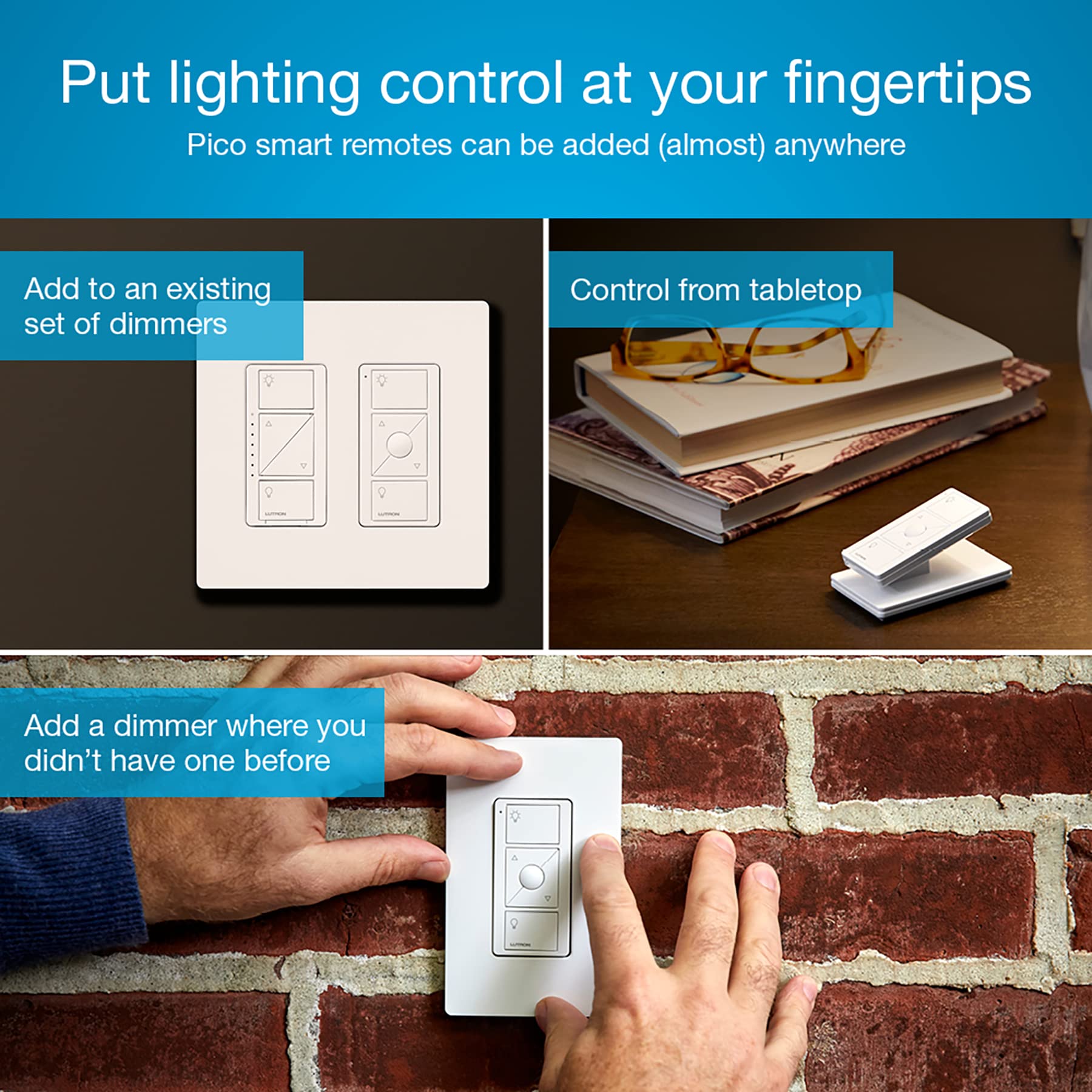 Lutron Caseta Smart Dimmer Switch Kit - 2 Dimmers, 2 Wall Plates, 2 Remotes, 2 Pedestals & Hub - Works with Alexa, Apple HomeKit, Google Assistant - 3-Way, 150W, No Neutral Required - Perfect for Smart Home Lighting Control in Living Room, Bedroom & Kitchen