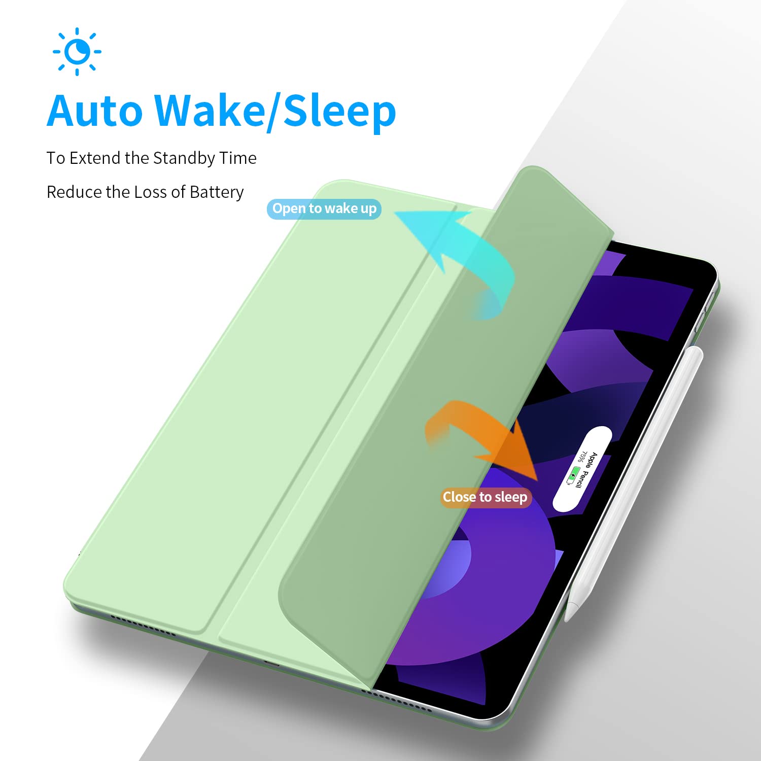 Magnetic Case for iPad Air 5 2022 / iPad Air 4 / iPad Pro 11 2021 2020 2018 - Auto Sleep/Wake & Apple Pencil Charging - Lightweight Trifold Stand Cover (Matcha Green) - Perfect for Work, Study & Travel