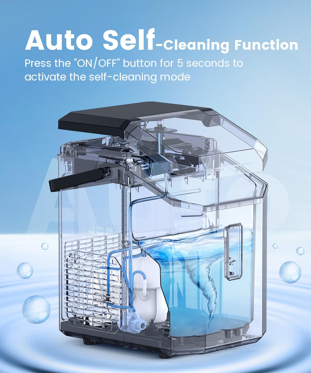 COWSAR Countertop Nugget Ice Maker - 34lbs/24H Soft Chewable Pebble Ice Machine with Auto-Cleaning, One-Click Operation, Includes Basket & Scoop - Perfect for Home, Kitchen, Office, Parties & Outdoor Use