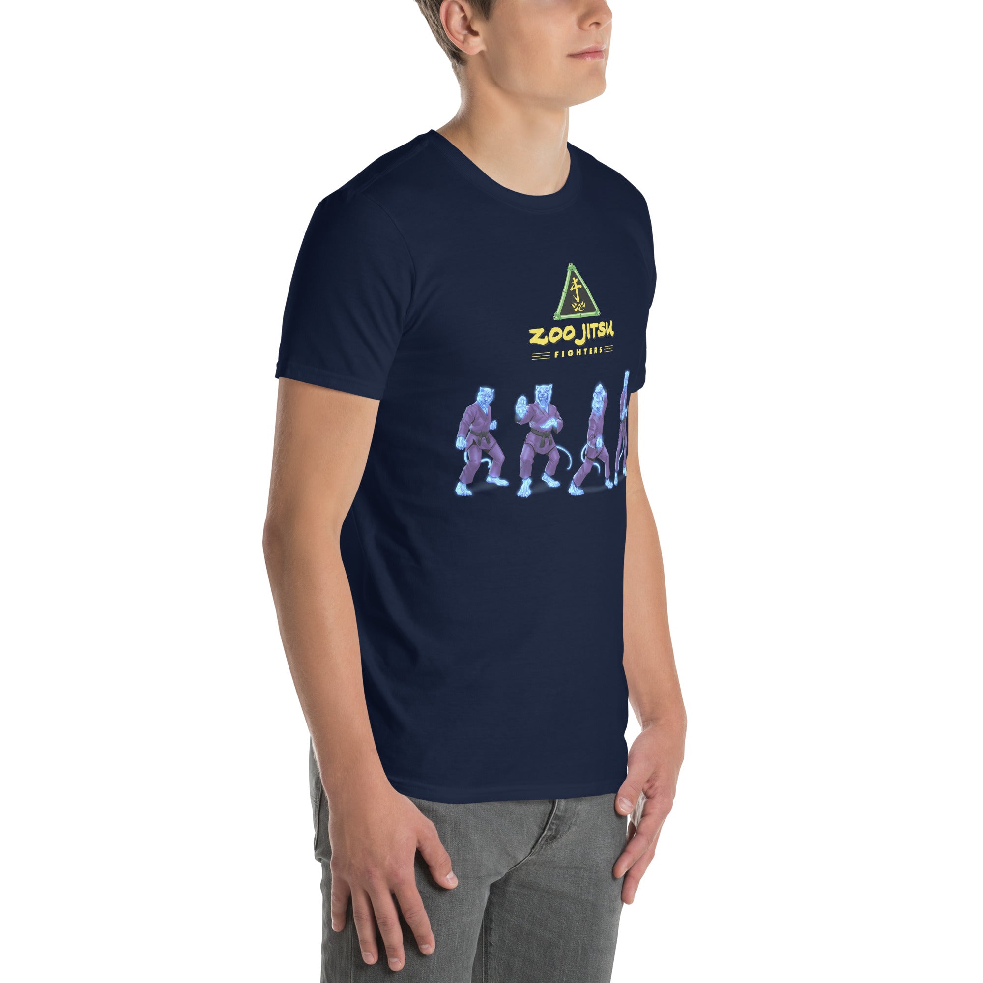 Zoo Jitsu Fighters Super Charged Short Sleeve Unisex T-Shirt - Fun Graphic Tee for Martial Arts Fans & Anime Lovers - Perfect for Gym, Cosplay & Casual Wear