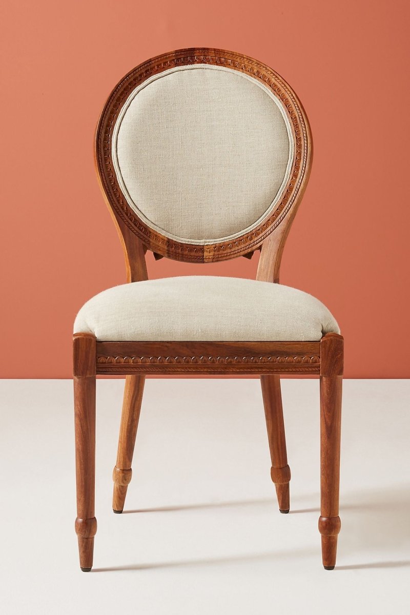 Hand Carved Peacock Design Wooden Dining Chair - Traditional Indian Handcrafted Furniture for Home Decor, Living Room, Dining Room & Office Use