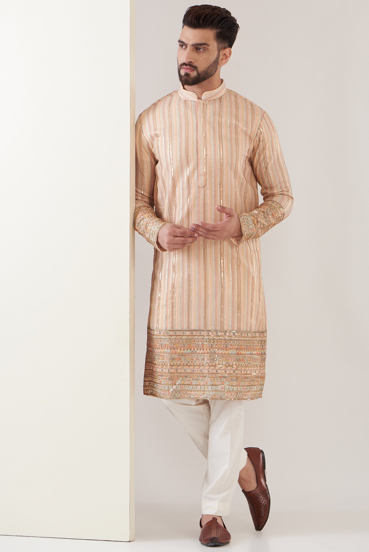 Elegant Pink Embroidered Kurta for Women - Traditional Indian Tunic Top for Casual Wear & Festive Occasions