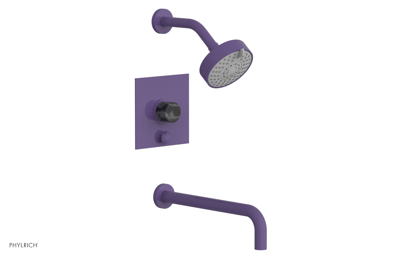 BASIC II 12 Pressure Balance Tub and Shower Set - Black Marble Finish (230S 28 12) | Perfect for Modern Bathroom Renovations & Spa-Like Showers