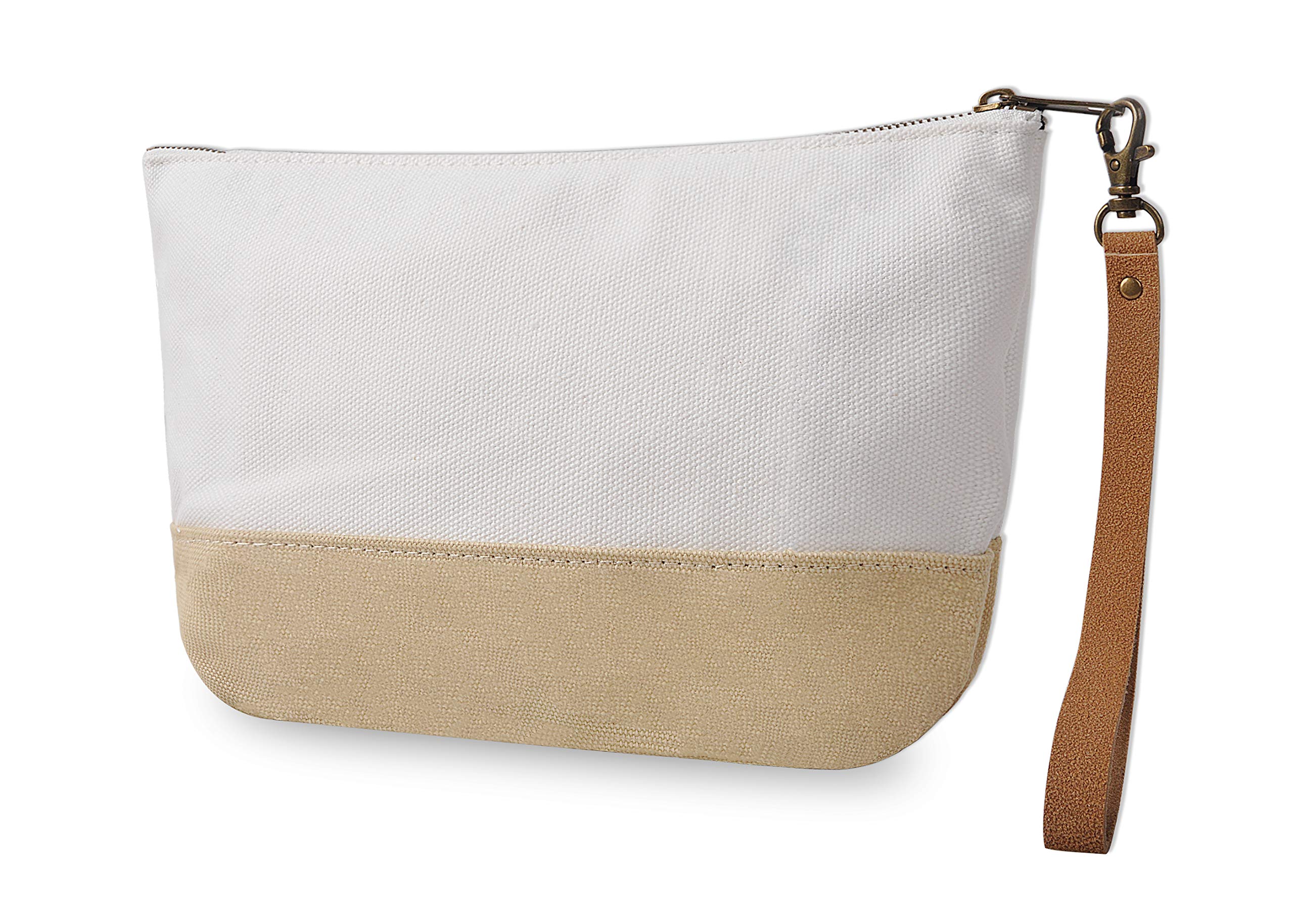 Minimalist Travel Makeup Bag - Waterproof Canvas Cosmetic Organizer with 1 Pocket for Toiletries, Cosmetics & Jewelry - Perfect for Travel, Gym & Daily Use
