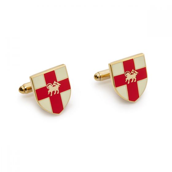 Middle Temple Shield T Bar Cufflinks - Elegant Silver Plated Cuff Links for Men - Perfect for Weddings, Business Attire & Formal Events