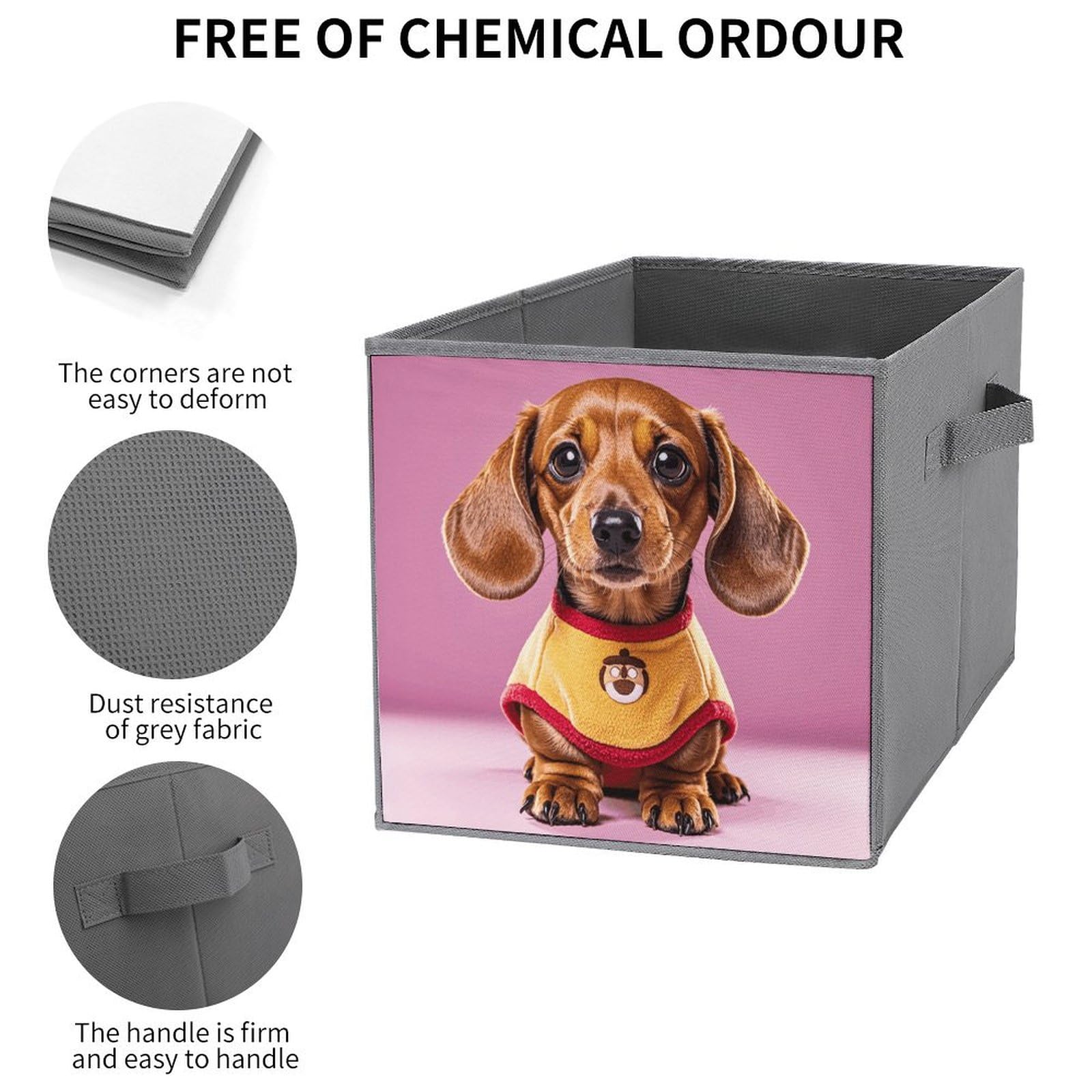 6PCS Dachshund Storage Bins - Collapsible & Handled for Home Organizing