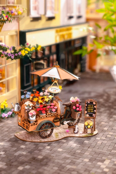3D Wooden Puzzle Blossom Cart - DIY Wooden Model Kit for Adults & Teens - Creative Home Decor & Gift Idea for Puzzle Lovers - Perfect for Relaxation, Stress Relief & Family Bonding Activities