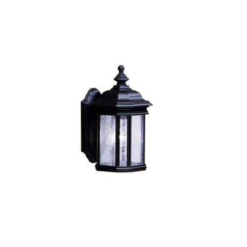 Kichler Kirkwood 13 Inch Black Outdoor Wall Light with Clear Seeded Glass - Weatherproof Exterior Lighting for Porch, Patio, and Garden