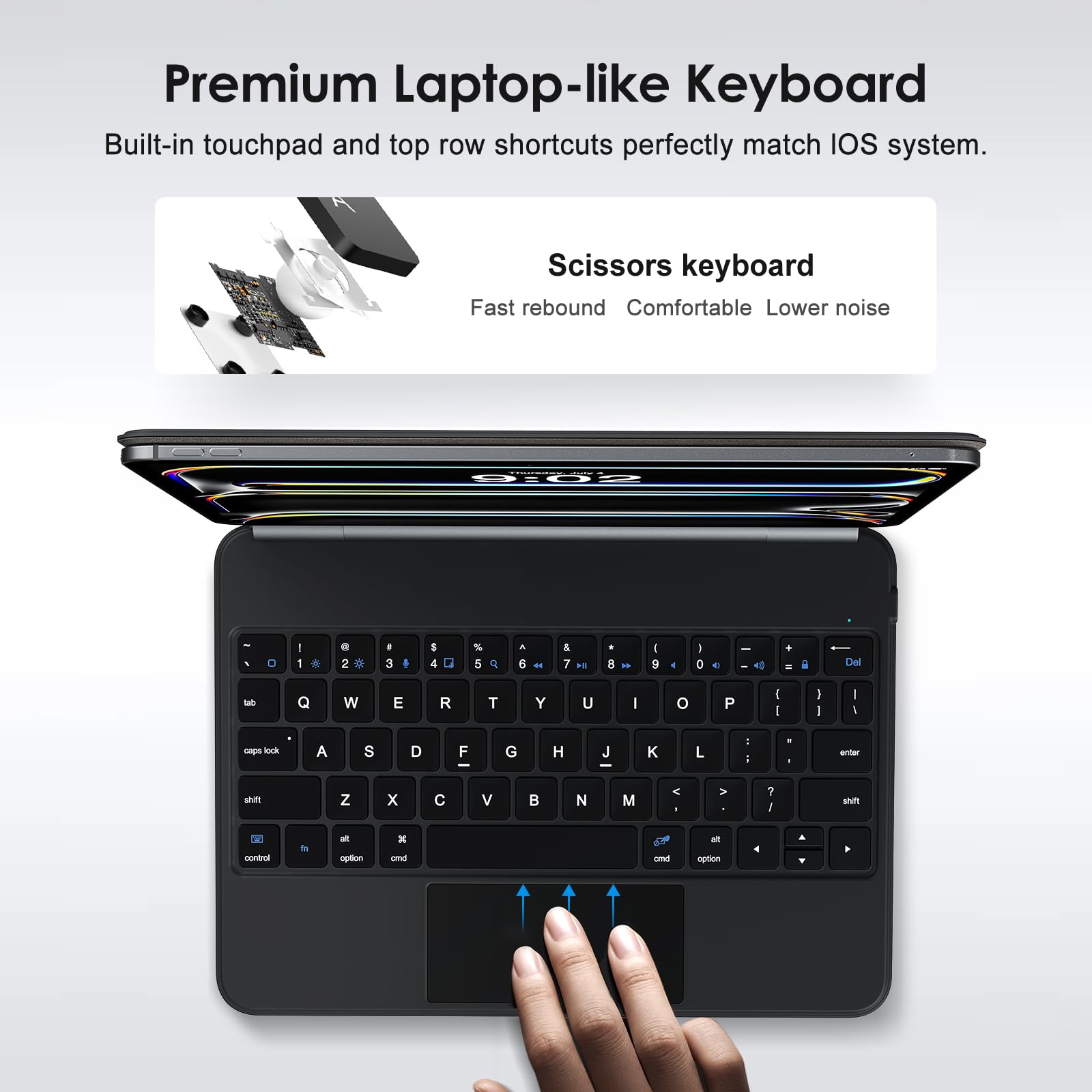 Magnetic Keyboard Case for iPad Pro 11-inch (M4) 2024 - Auto-Connect Design, No Charging Required, Multi-Touch Trackpad - Compatible with iPad Pro 11 (5th Gen) - Perfect for Work, Study & Travel