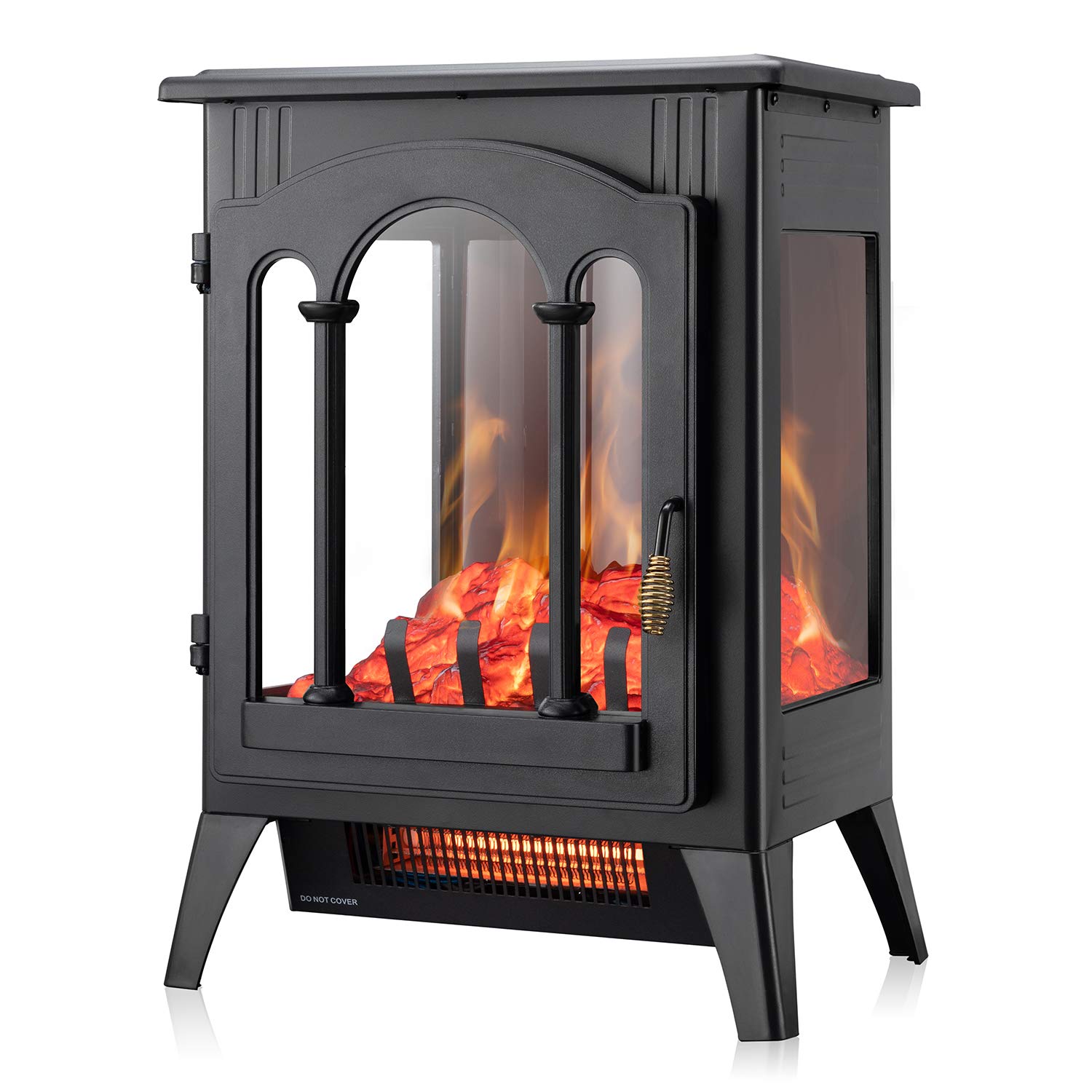 Xbeauty 16 Inch Electric Fireplace Stove - Freestanding Indoor Heater with Realistic 3D Flame, Adjustable Thermostat, 1000W/1500W Dual Heat Settings, Portable Infrared Heater with Overheat Protection - Perfect for Living Room, Bedroom & Office Warming