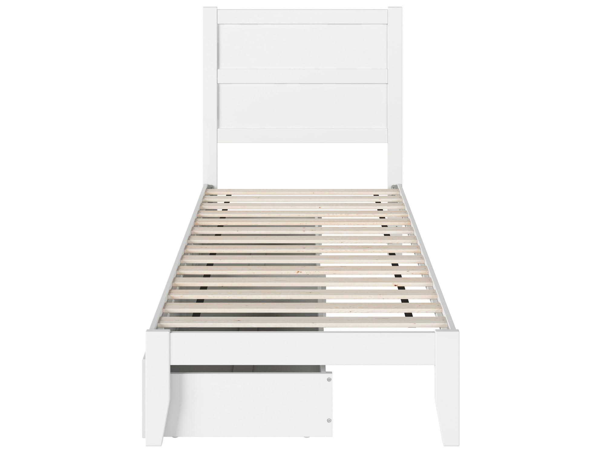 AFI NoHo Twin XL Size Platform Bed with Storage Drawers & USB Charging Station - White Modern Wooden Bed Frame for Small Spaces, Dorm Rooms & Guest Bedrooms