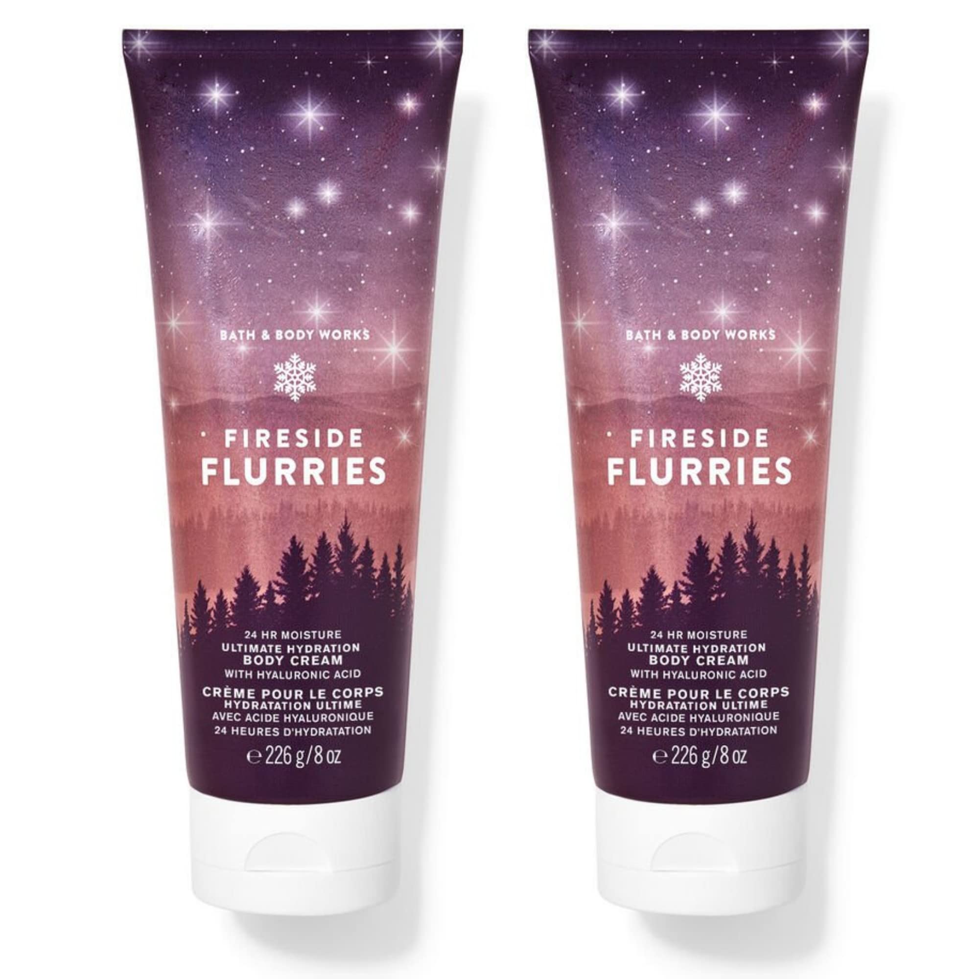 Bath and Body Works Fireside Flurries Gift Set - 2 Pack 8 oz Body Creams for Women, Moisturizing & Hydrating Lotion - Perfect for Holidays, Birthday Gifts & Self-Care Routine