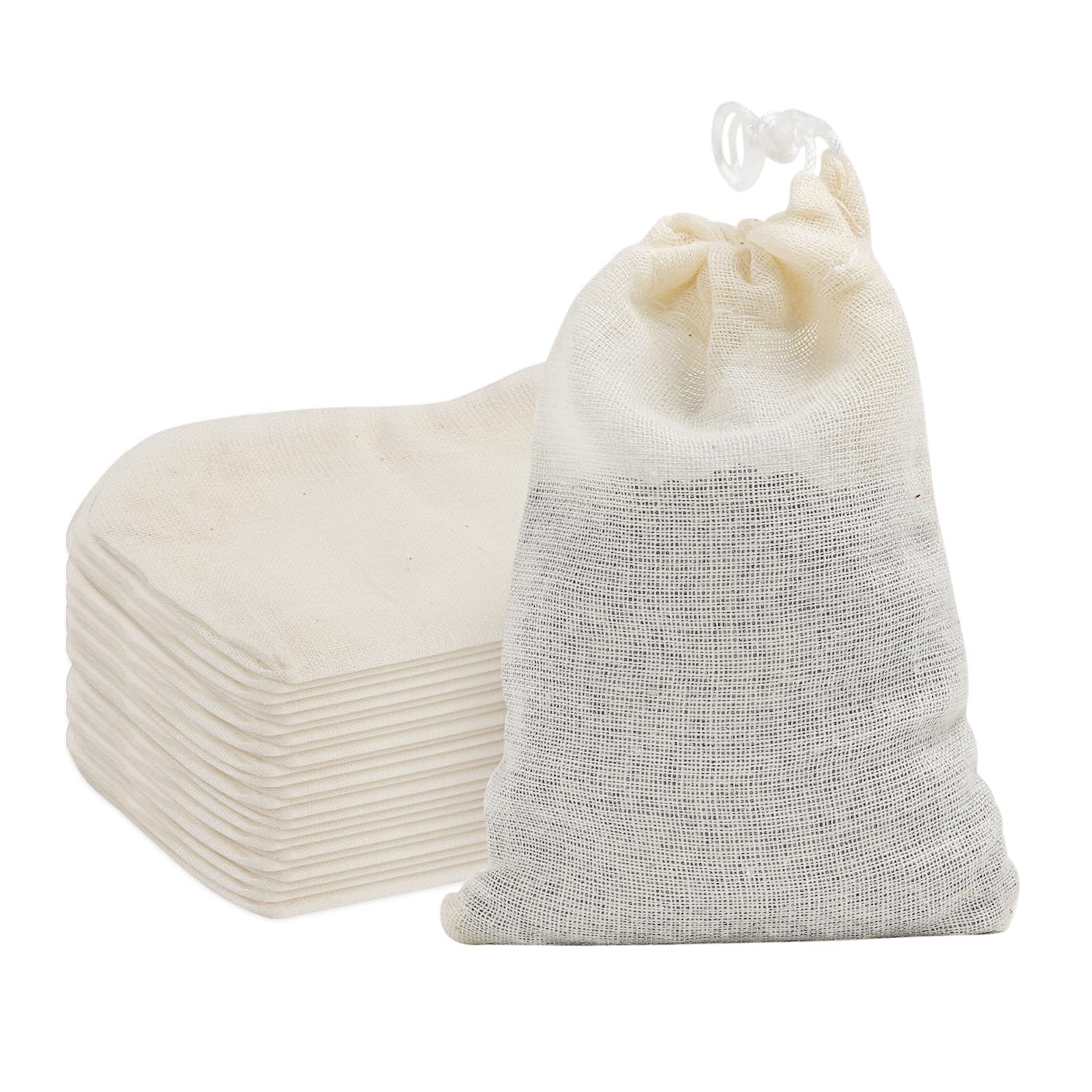 ISKYBOB 24 Pack Mini Reusable Tea Filter Bags - Empty Cotton Drawstring Tea Infuser for Loose Leaf Tea (2.36 x 3.15 Inch) - Perfect for Brewing Tea, Herbal Infusions, and Soup Stock at Home or Office