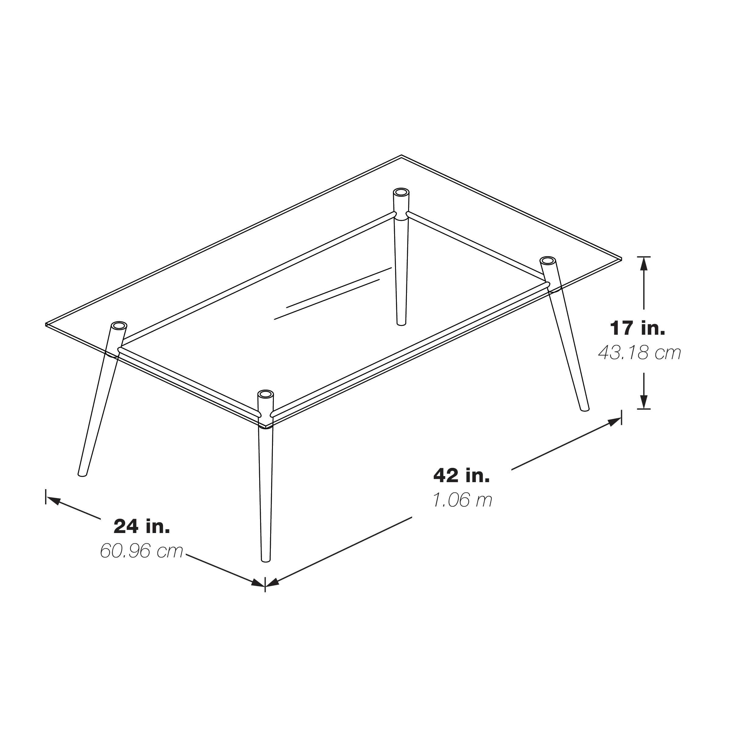 OSP Modern Rectangle Coffee Table - White Top with Brushed Nickel Legs, Mid-Century Style Living Room Furniture for Small Spaces | Perfect for Apartments, Condos & Home Decor