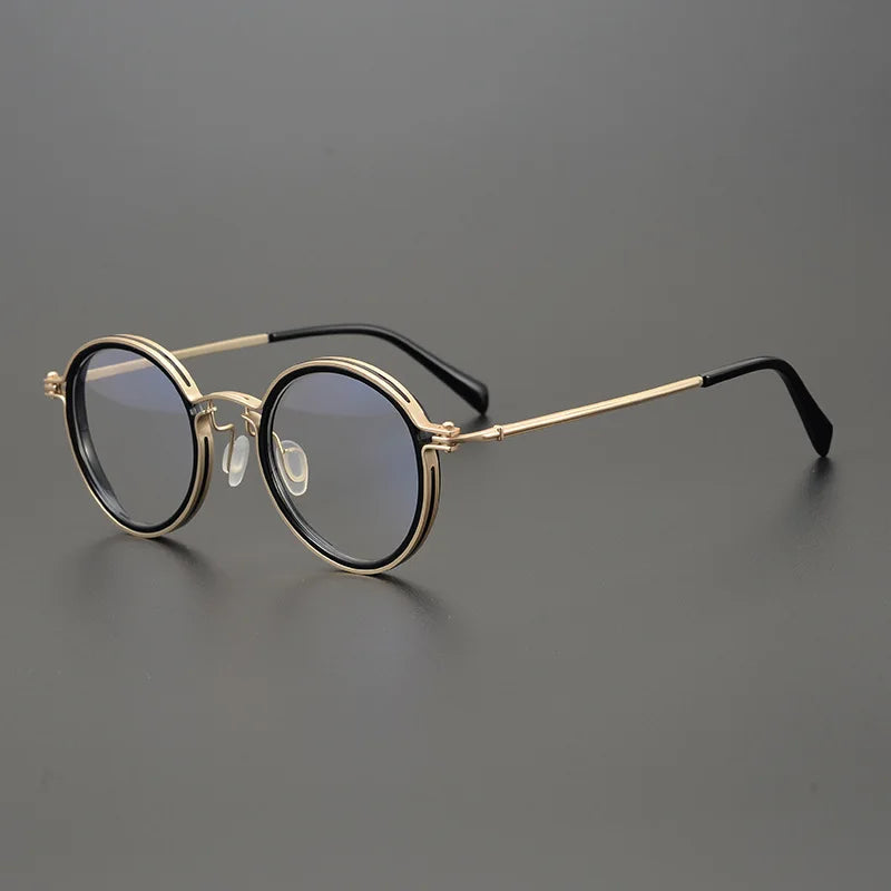 Stylish Unisex Black Titanium Acetate Round Eyeglasses - Lightweight & Durable Frame for Men & Women - Perfect for Reading, Work, and Everyday Fashion