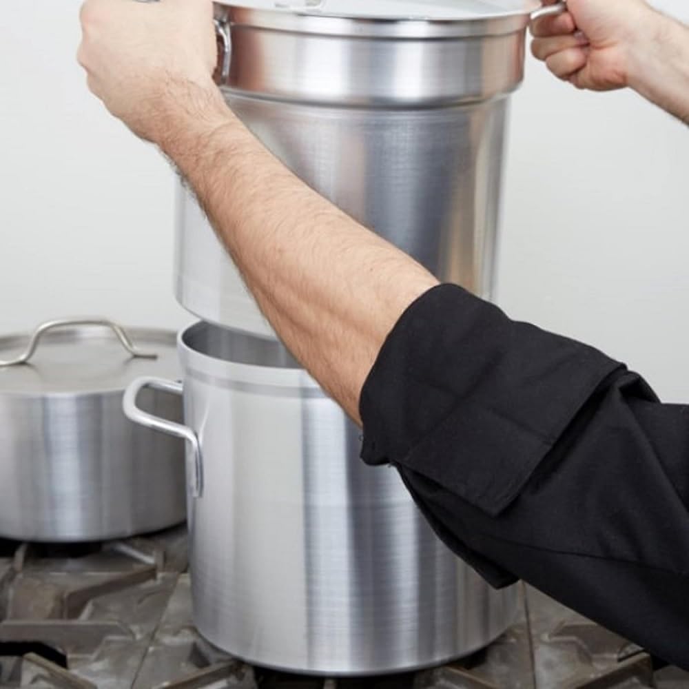 16 Qt. Aluminum Double Boiler Pot with Lid - Steam Melting Stock Pot for Butter, Chocolate, Cheese, Caramel - Perfect for Fondue, Candy Making, Desserts & Sauces - Ideal for Home Kitchens & Professional Bakeries