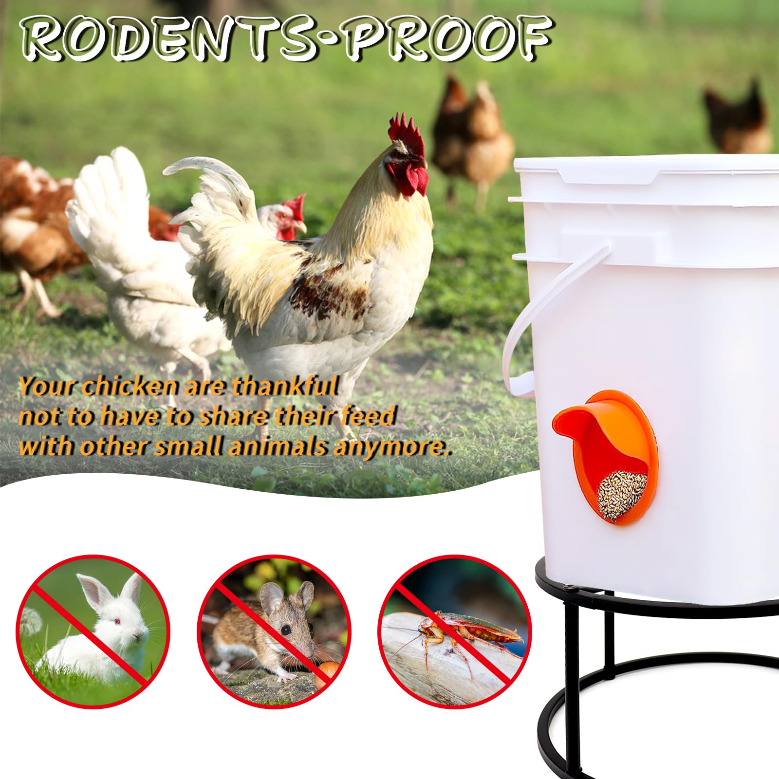 4Pcs Heavy Duty Metal Chicken Waterer Feeder Stand with 4 Legs & Round Base - Bucket & Barrel Support Holder for Poultry Coop - Indoor/Outdoor Use for Chicken Farms, Backyard Flocks & Homesteading