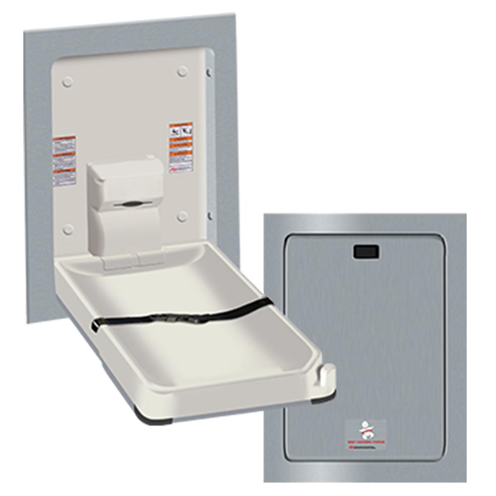 ASI 9017 Vertical Recessed Baby Changing Station - Durable Plastic with Satin Finish for Safe Diaper Changes in Restrooms, Daycares & Public Spaces