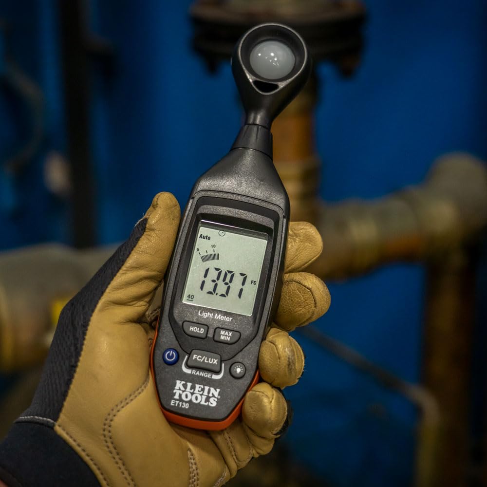 Klein Tools ET130 Digital Light Meter - Accurate Lux Measurement for Indoor/Outdoor Lighting, Photography & Film Production