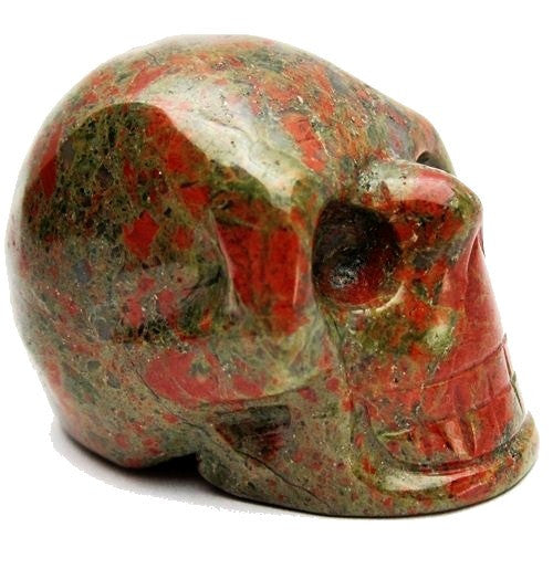 Natural Unakite Crystal Skull Carving for Psychic Communication & Meditation - Healing Stone for Spiritual Growth & Energy Work
