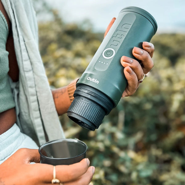 Outin Nano Portable Espresso Maker - Compact Travel Coffee Machine for Camping, Office & Home Use - Fast Brewing Handheld Espresso Maker with USB Charging