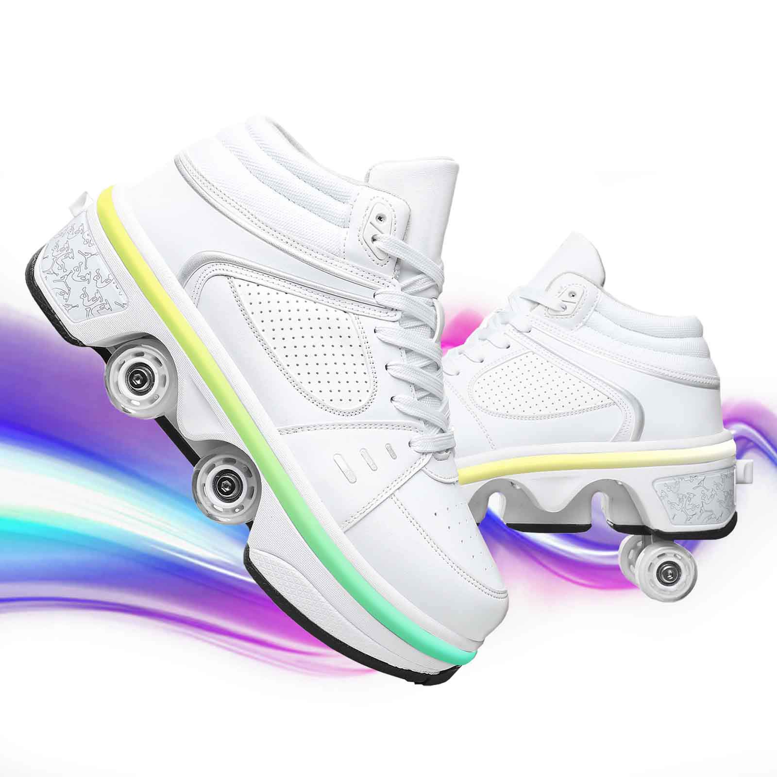 **Mlyzhe Retractable Roller Skates for Women & Kids - Dual Wheel Outdoor Skating Shoes for Parkour, Casual Wear & Training - Adjustable Deformation Rollerblades for Girls & Boys**    *(Perfect for outdoor skating, parkour, casual wear, and training sessions - great for beginners and experienced skaters alike!)*