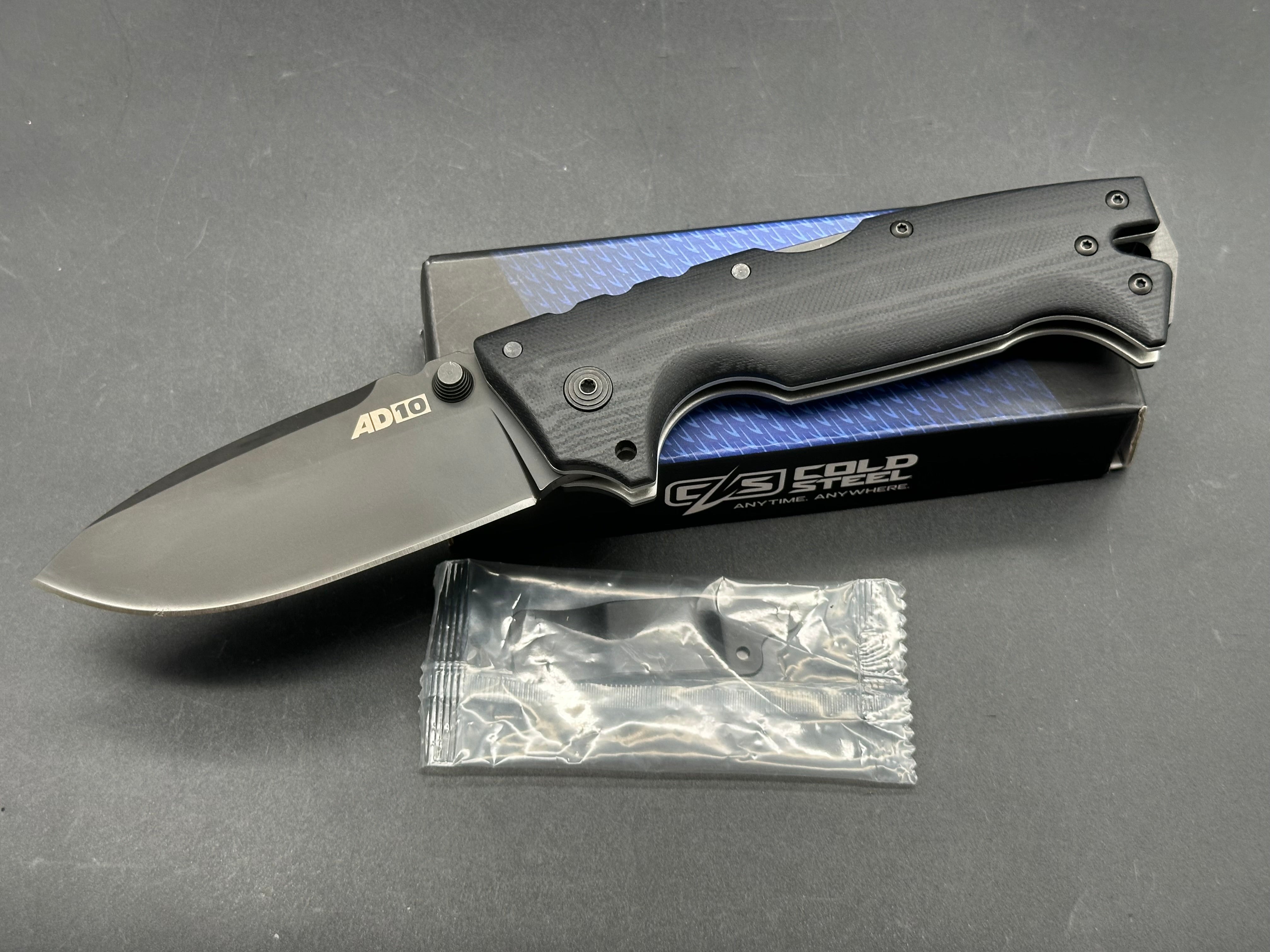 Cold Steel AD-10 Tactical Folding Knife - S35VN Stainless Steel Blade, Black G-10 Handle - EDC, Outdoor Survival, Camping & Hunting Gear