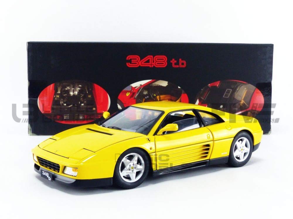 1989 Ferrari 348 TB Yellow Elite Edition 1/18 Scale Diecast Car Model by Hot Wheels - Collectible Sports Car for Display, Gifts & Racing Enthusiasts