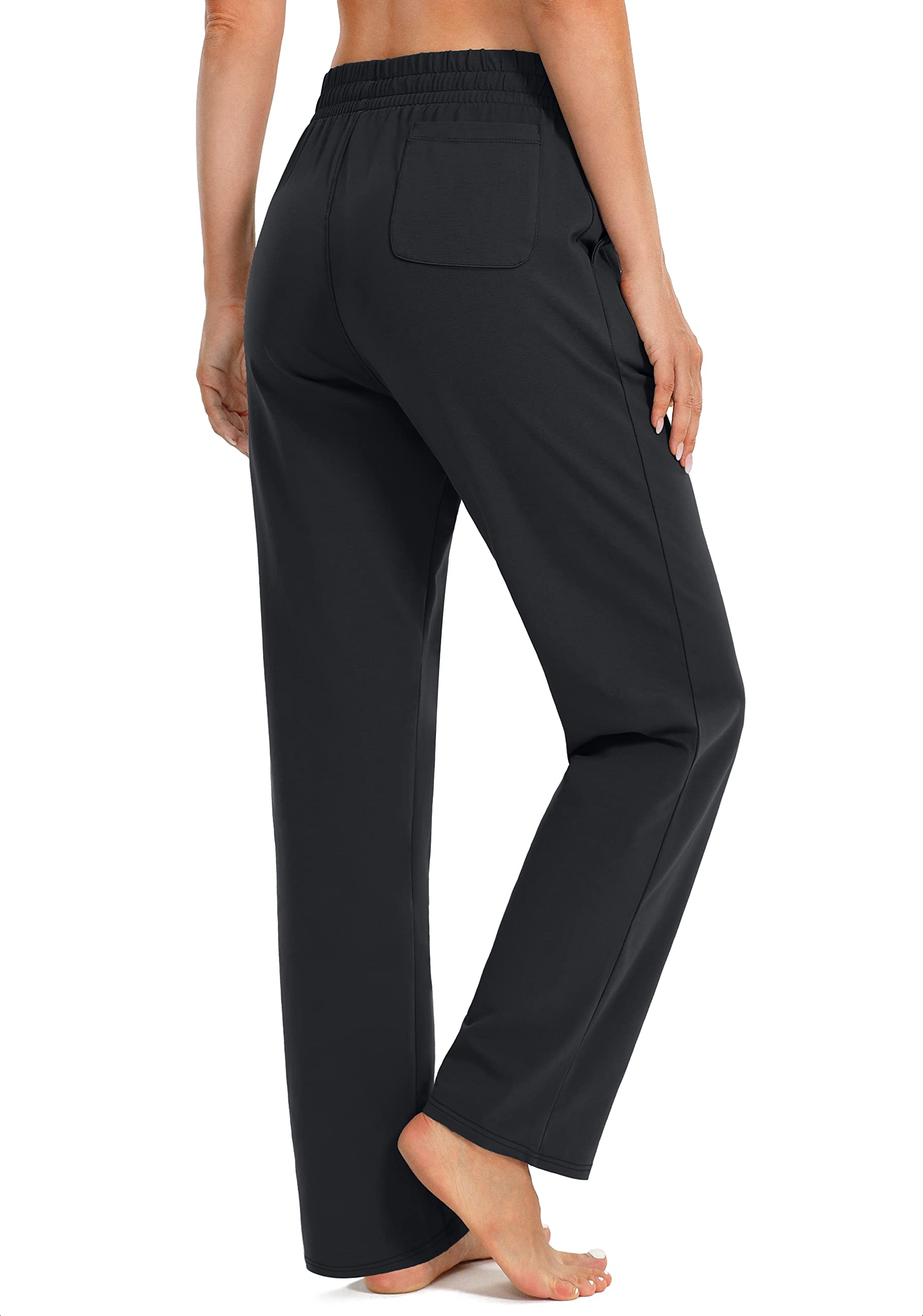 **SANTINY Women's High-Waisted Cotton Sweatpants - Soft Lounge & Yoga Pants with Pockets - Comfortable Casual Pants for Home, Workout & Travel**