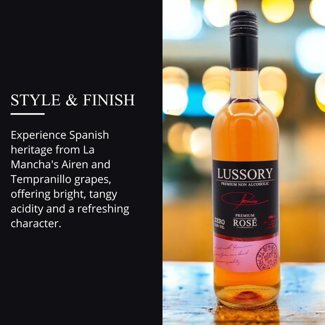 Premium Non-Alcoholic Rose Wine 0.0% ABV - Dealcoholized Spanish Rosé - Low Calorie, Low Sugar, Halal Certified (750ml, 6 Bottles) - Perfect for Weddings, Parties & Sober Celebrations