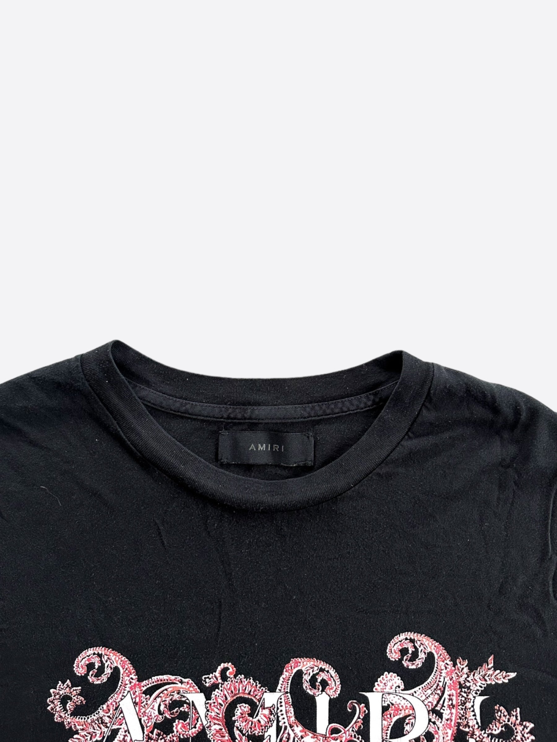 Amiri Black & Red Paisley Logo T-Shirt for Men - Stylish Graphic Tee for Casual Wear, Street Fashion & Night Out
