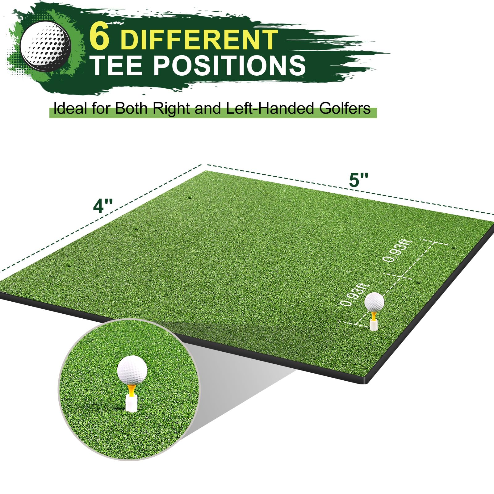 Premium LIBERRWAY 5x4ft Thick Golf Practice Mat - Durable Indoor/Outdoor Turf with 9 Golf Balls - Perfect for Home, Backyard & Driving Range Training