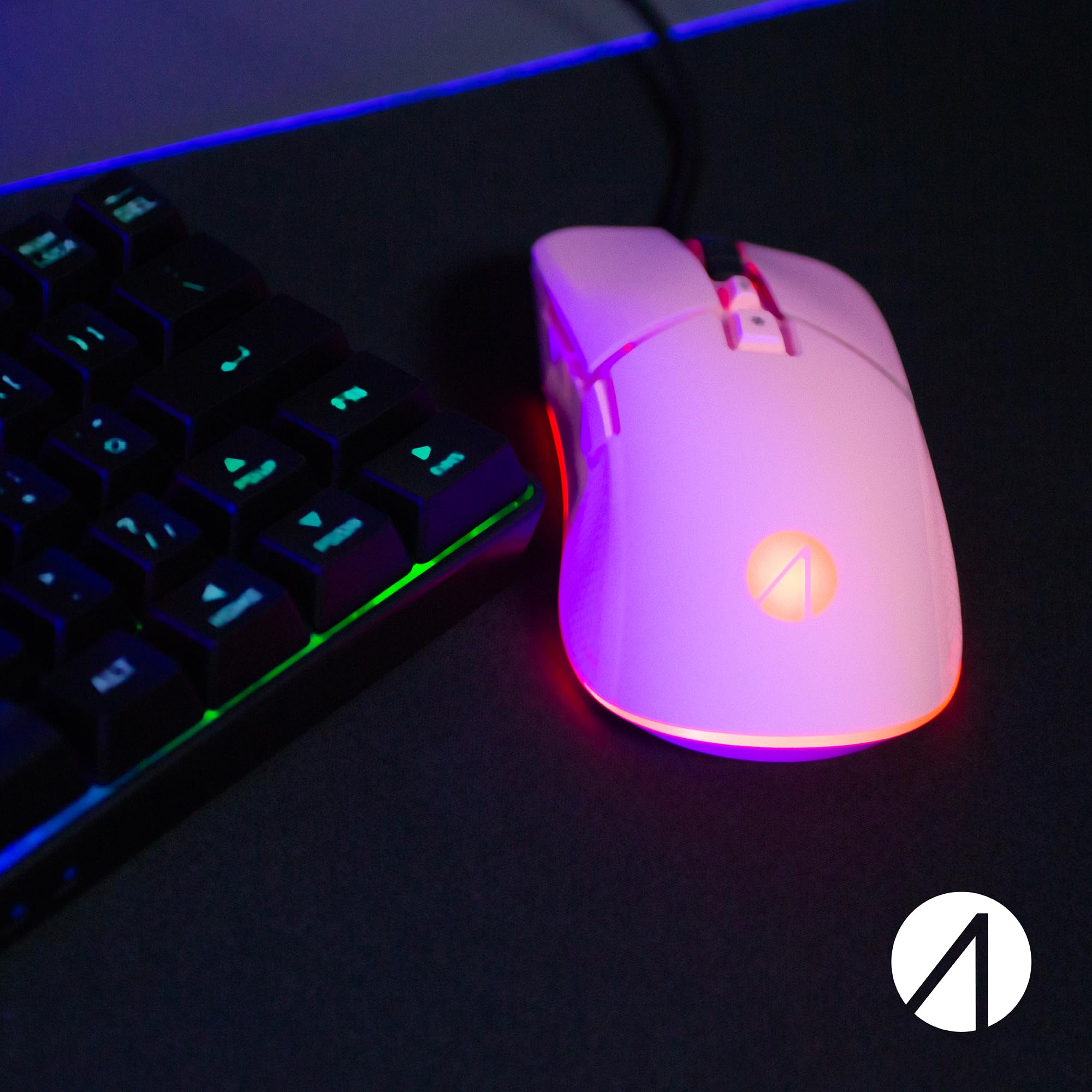 STEALTH Pastel Pink LED Gaming Mouse with 7 Programmable Buttons - Wired USB for PC, PS4, PS5, Xbox | Ergonomic Design for FPS, MMO, MOBA Games & Office Work