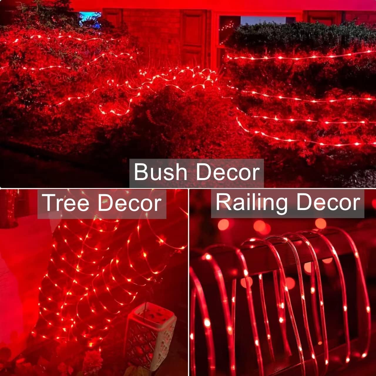 QITONG 2 Pack 33ft 100 LED Solar Rope Lights - Red Outdoor Waterproof String Lights with 8 Modes for Garden, Patio, Porch, Tree, Party & Wedding Decoration | Solar Powered Clear PVC Tube Lights for Festive Ambiance & Landscape Lighting