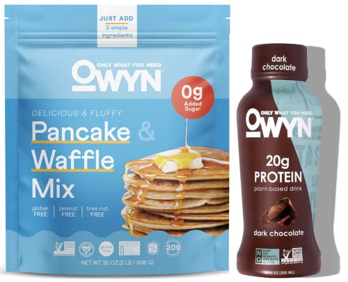 OWYN 20g Chocolate Protein Shake & Pancake Mix - Gluten Free Plant-Based Protein Powder for Breakfast, Waffles & Smoothies - Vegan Clean Food Protein Supplement for Active Lifestyles