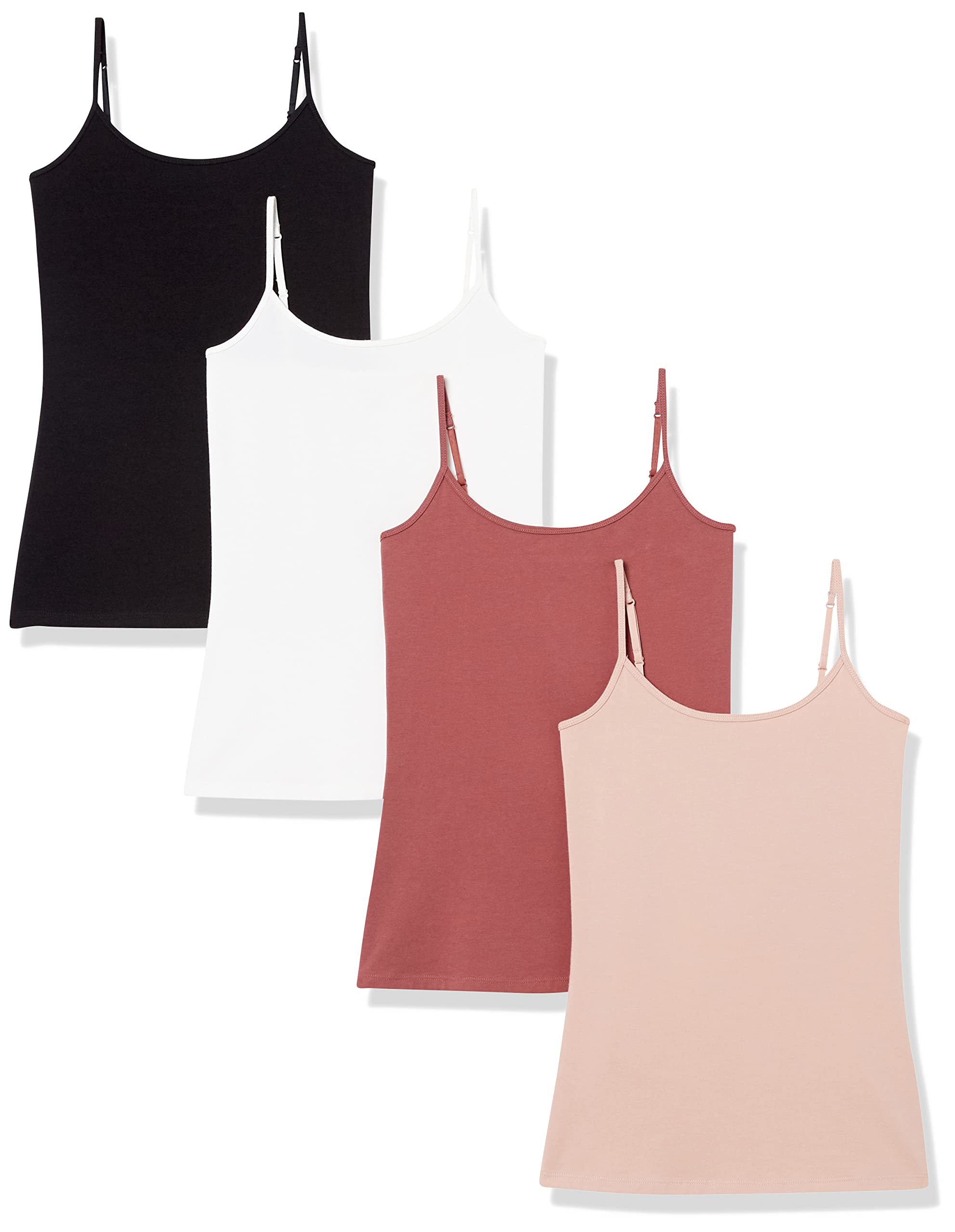 Amazon Essentials Women's Slim-Fit Camisole Top - 4 Pack | Soft Stretchy Basic Tank Tops for Layering, Sleepwear & Everyday Wear