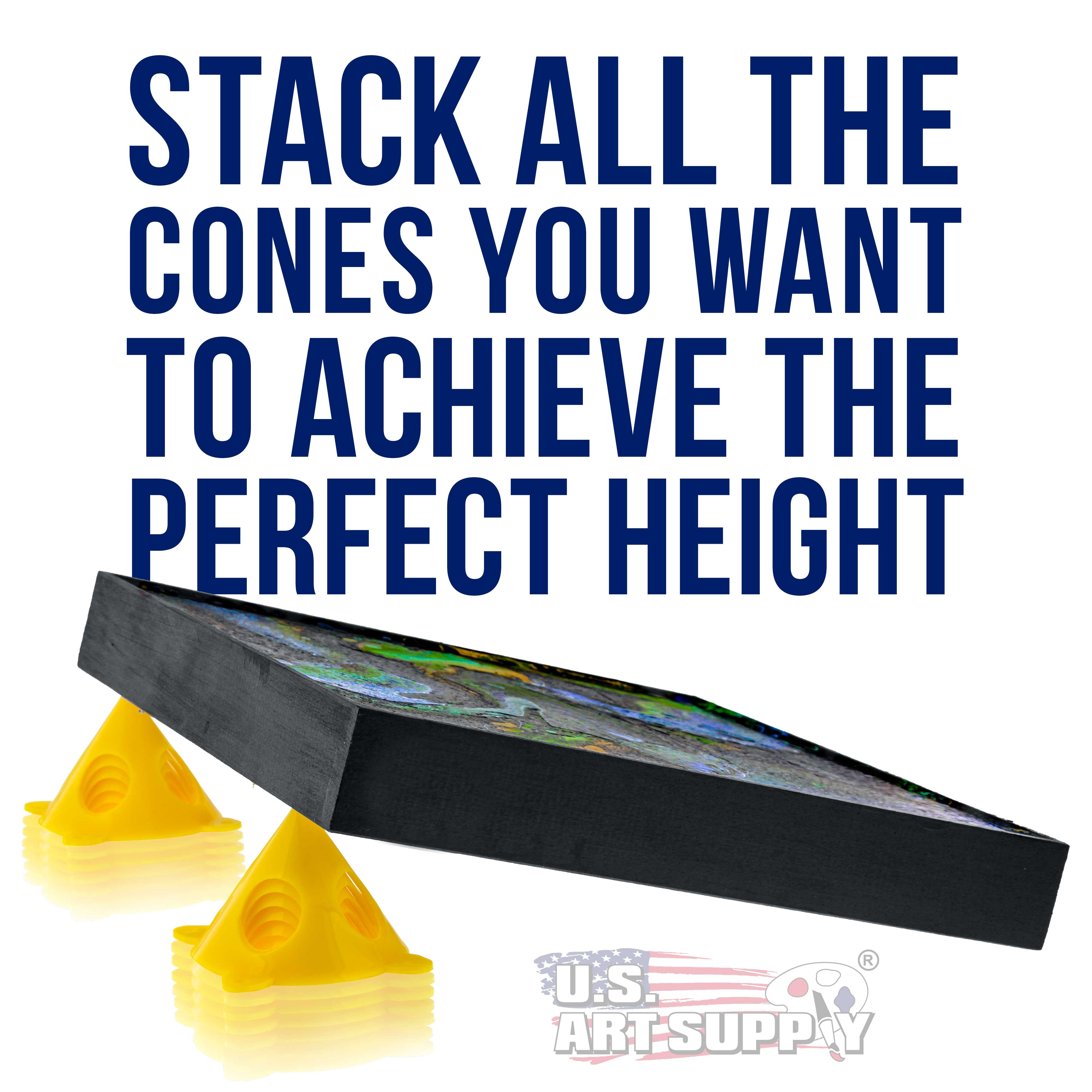Yellow Cone Canvas & Cabinet Door Risers - Acrylic Epoxy Pouring Paint Support Stands (50 Pack) - Perfect for DIY Art Projects, Furniture Makeovers & Crafting