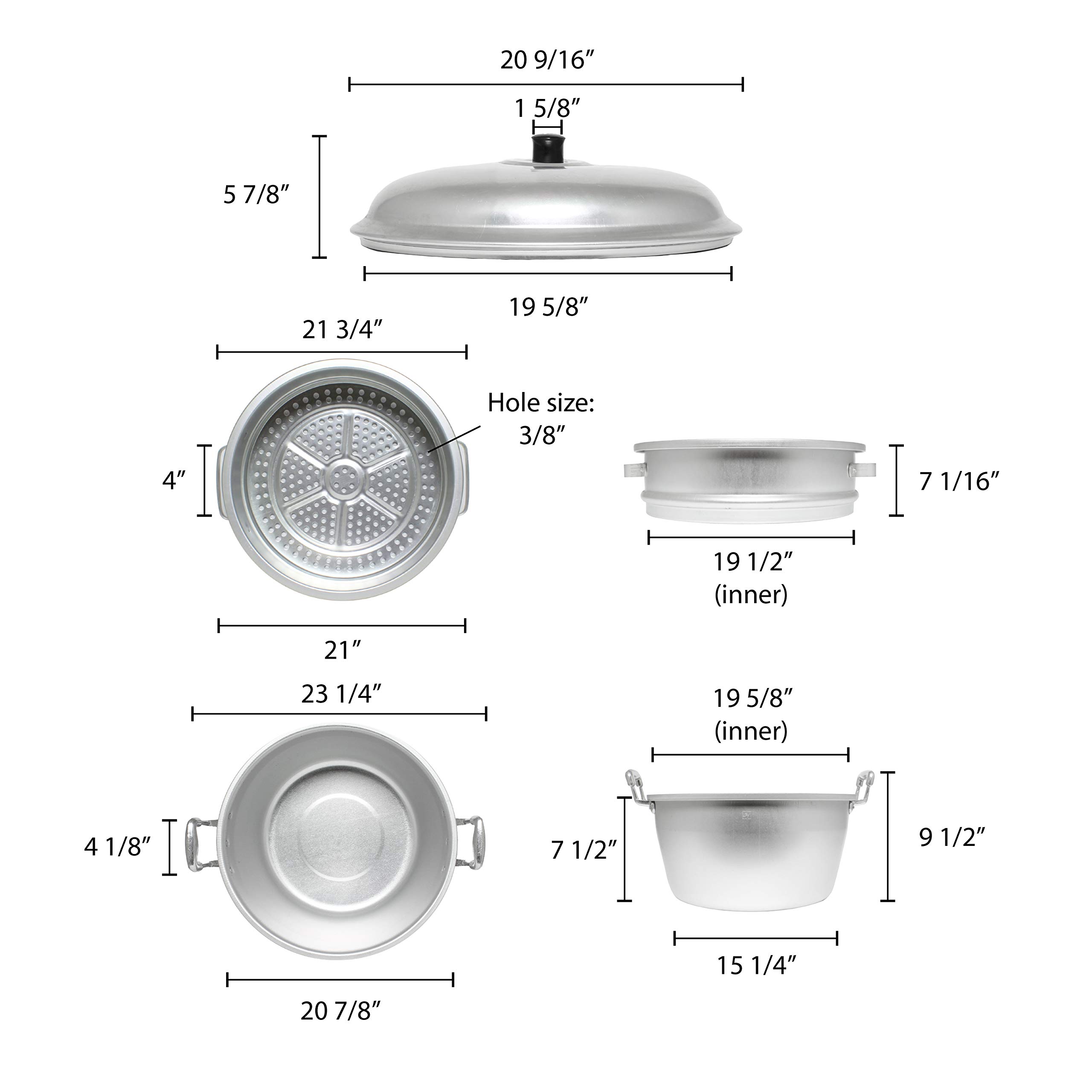 Excellanté 50cm Large Hole Aluminum Steamer Pot - 21