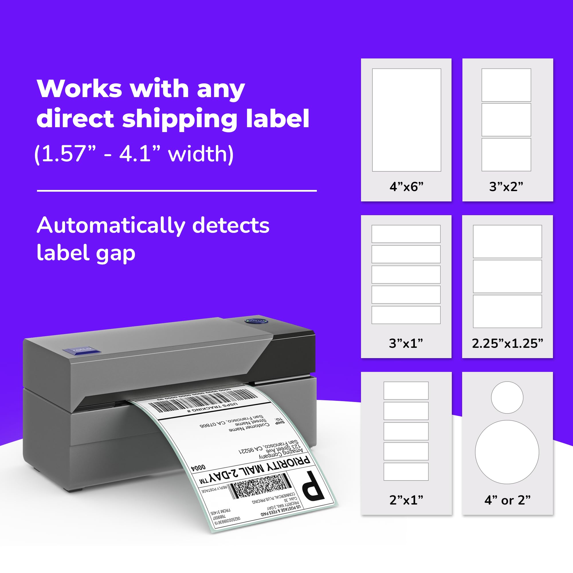 Rollo USB Shipping Label Printer - Commercial Grade 4x6 Thermal Label Printer for Shipping Packages - High Speed Direct Thermal Printer for Ecommerce, Amazon FBA & Logistics (Ideal for Small Businesses & Home Offices)