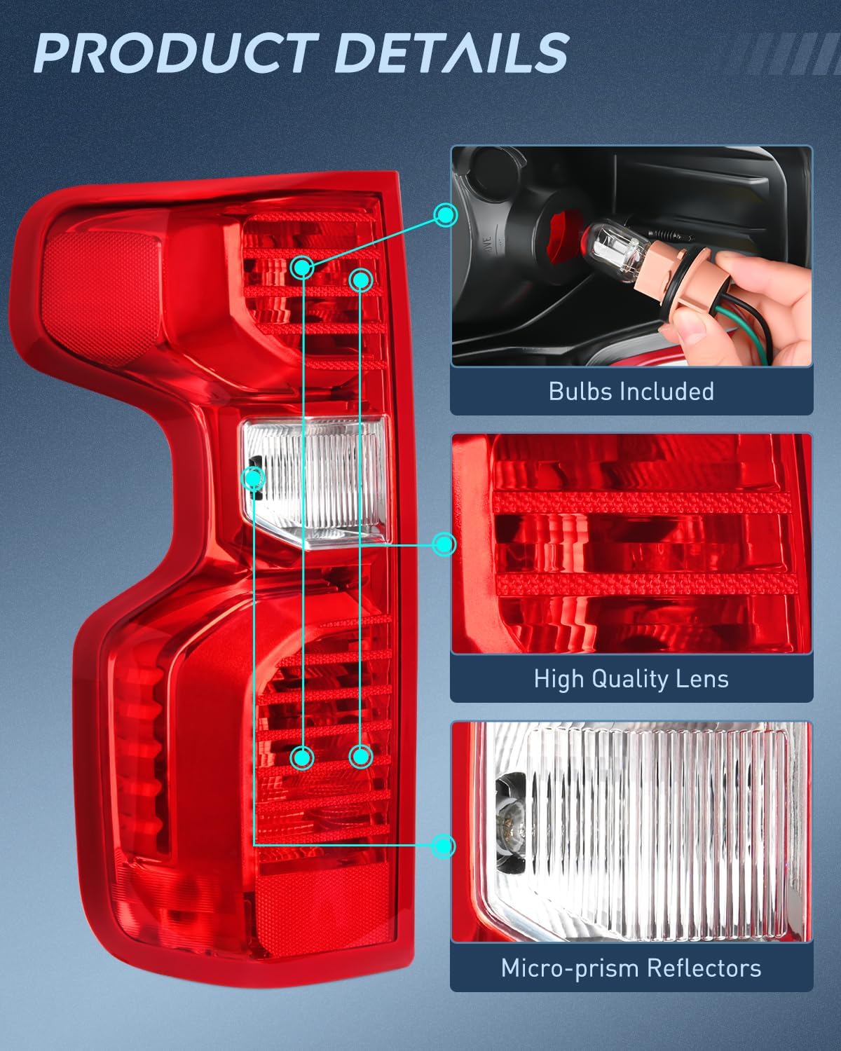 Chevy Silverado 1500/2500HD/3500HD Taillight Assembly Replacement (2019-2023) - Driver Side OE Style Rear Lamp for Improved Night Visibility & Safety