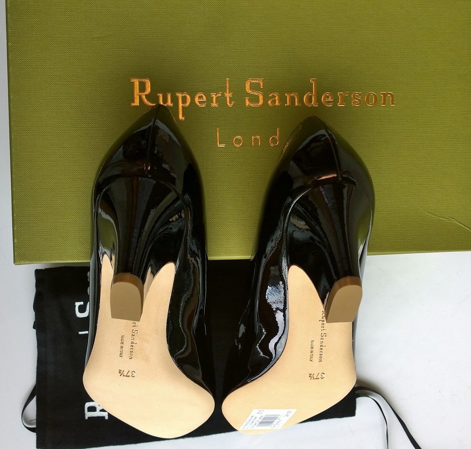 Rupert Sanderson Pierre Black Patent Leather Heels for Women - Elegant High Heel Pumps for Office, Party & Evening Wear