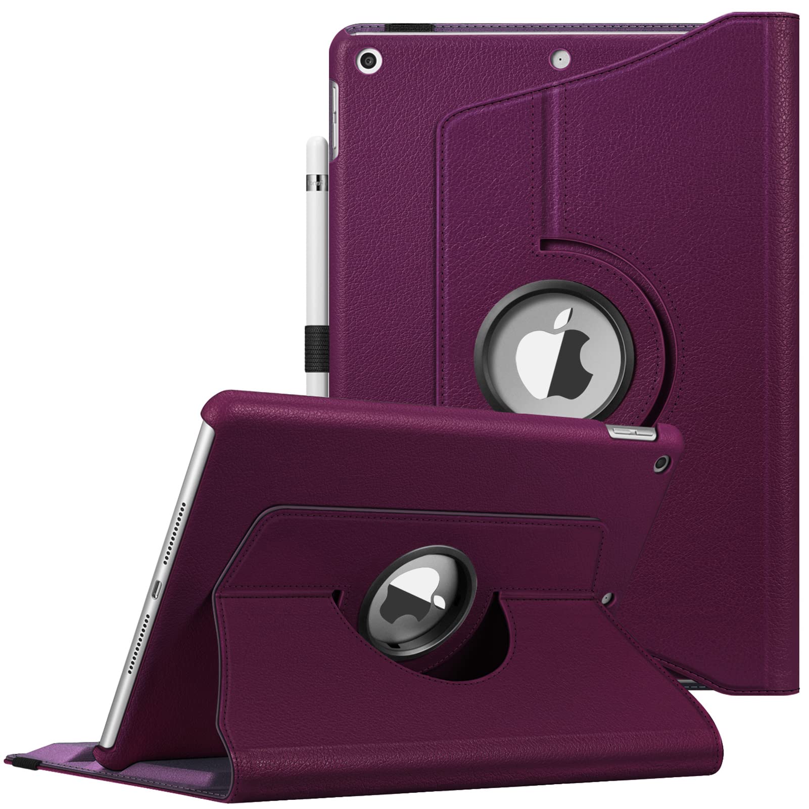 Fintie 360 Rotating Stand Case for iPad 9th/8th/7th Generation (2021/2020/2019) 10.2 Inch - Protective Cover with Auto Wake/Sleep Feature, Purple - Perfect for Work, Study & Entertainment