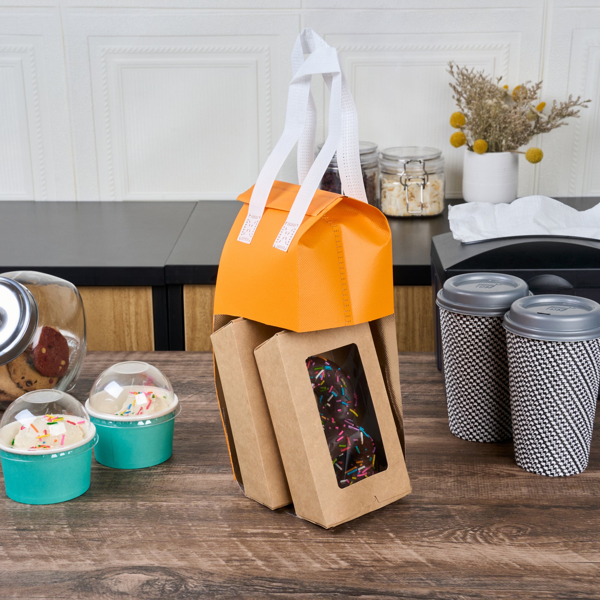 Orange Insulated Take Out Bags - Tamper Evident Food Delivery Bags (4.75
