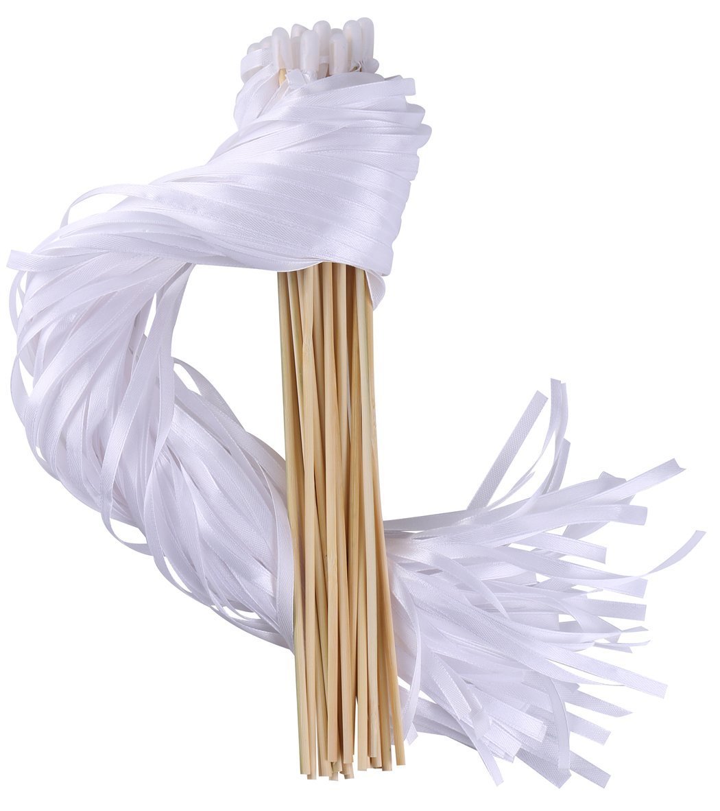 REINDEAR 30 Pcs White Wedding Ribbon Wands - Bulk Party Decorations for Bridal Showers, Bachelorette Parties & Wedding Send-offs